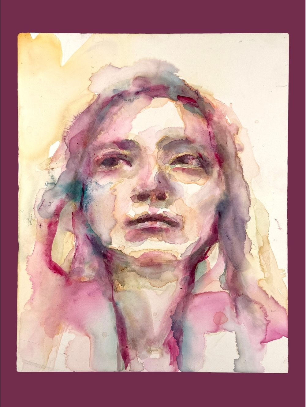 Contemporary Original Watercolor Woman Ethereal Portrait Painting 8x10 in Art